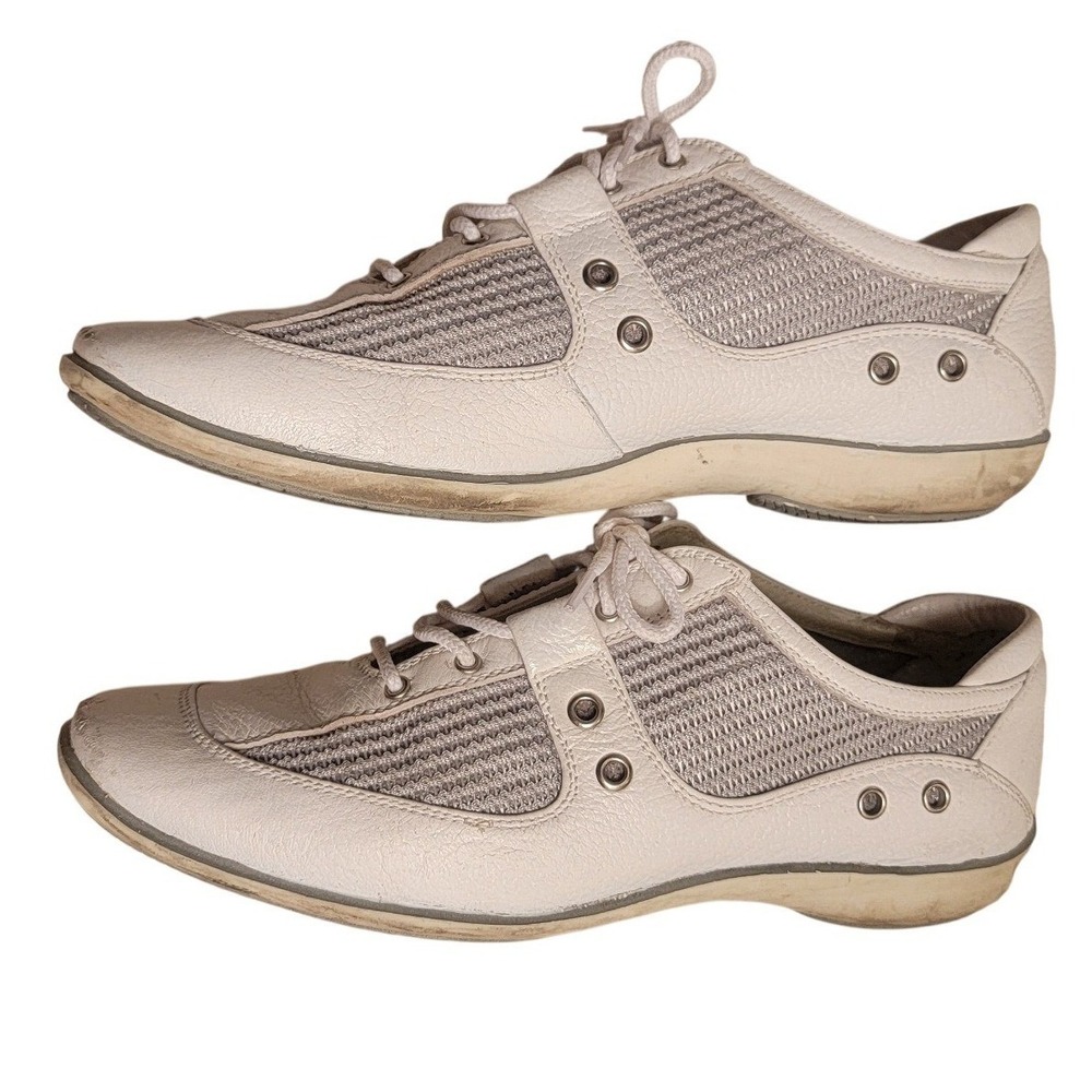 Stuart Weitzman Leather Mesh Sneakers Womens 7.5 White Good 7W22168 Spain